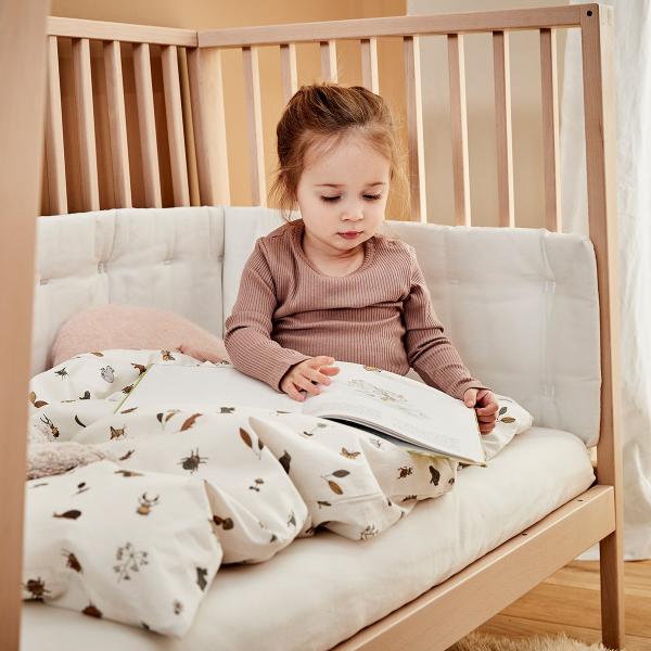 Flexa LUNA Baby Bed, 140 x 70 cm with Grooved Head and Foot Boards